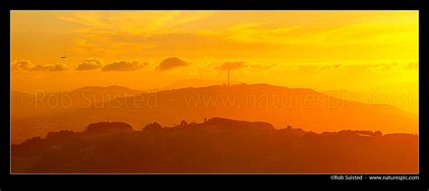 Mt Kaukau And Transmitter Towers Silhouetted At Sunset Aircraft