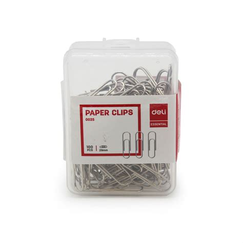 Paper Clip 0025 28mm Chrome Box 100 Deli Razor Stationery