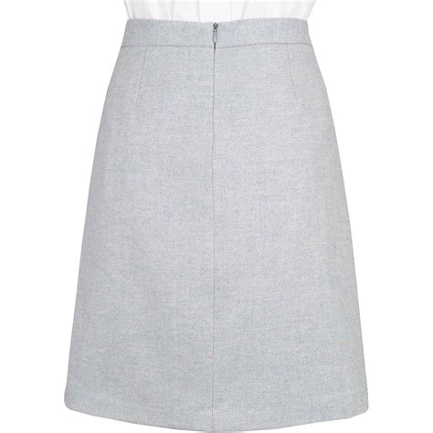 Pale Blue Herringbone Tweed Short Skirt Ladies Country Clothing
