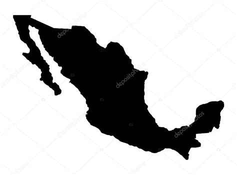 Vector Mexico Silueta Silueta Del Mapa De México — Vector De Stock