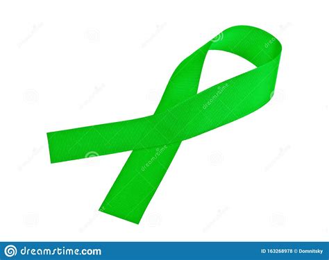 Green Awareness Ribbon Isolated On A White Background Stock Photo