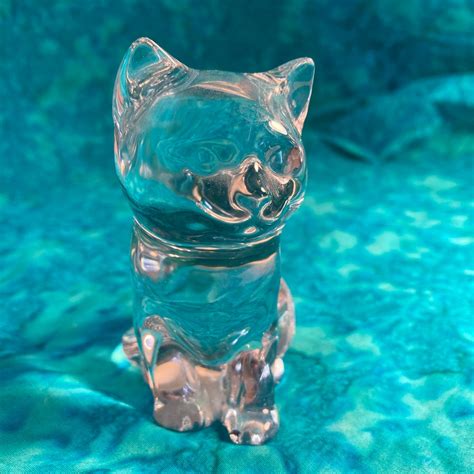 Glass Cat Art Vintage Glass Cats Paperweight Figurine Etsy