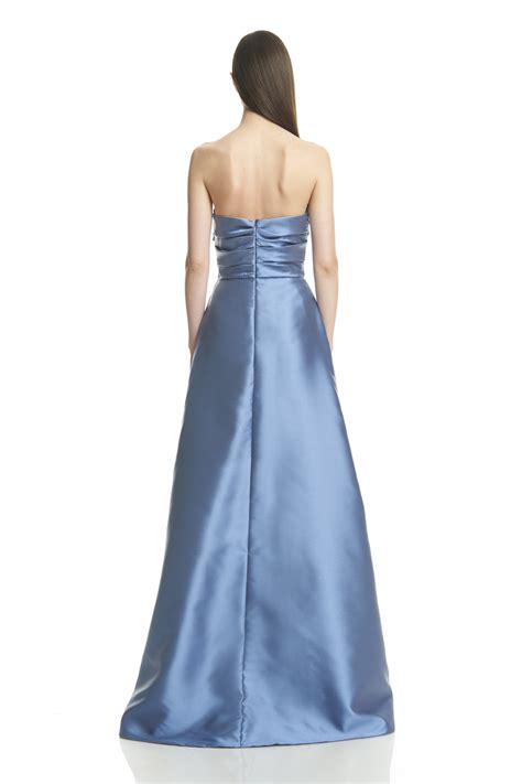 Theia Strapless Draped A Line Gown In Blue Lyst