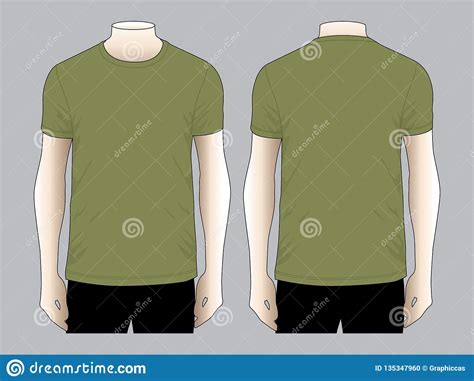 Men S Olive Green Short Sleeve T Shirt Template Vector On Gray