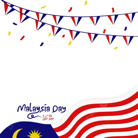 Malaysia Day 16 Th September With Waving Flag Ribbon Border Malaysian