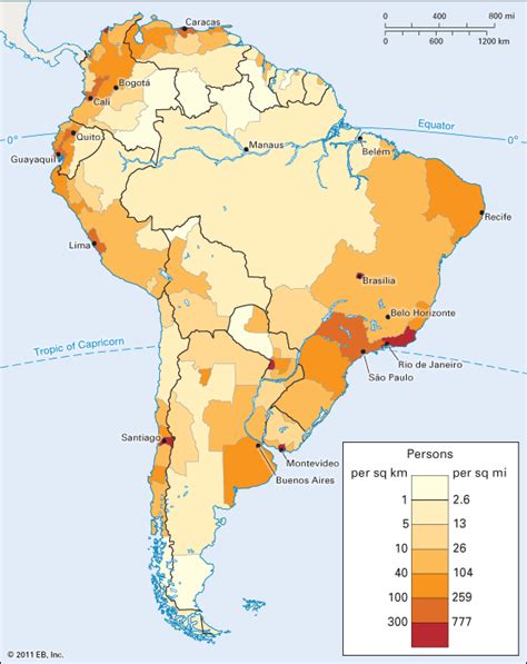 Latin America Population Density Map