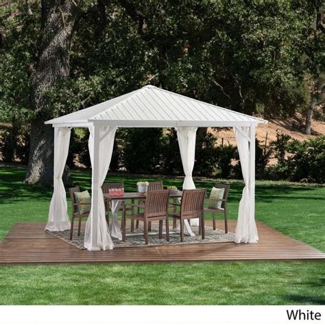 Pablo 10 Foot Square Hardtop Aluminum Gazebo By Christopher Knight Home