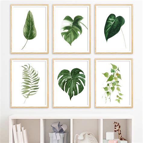 Tropical Greenery Art Set Printable Digital Download Etsy Botanical