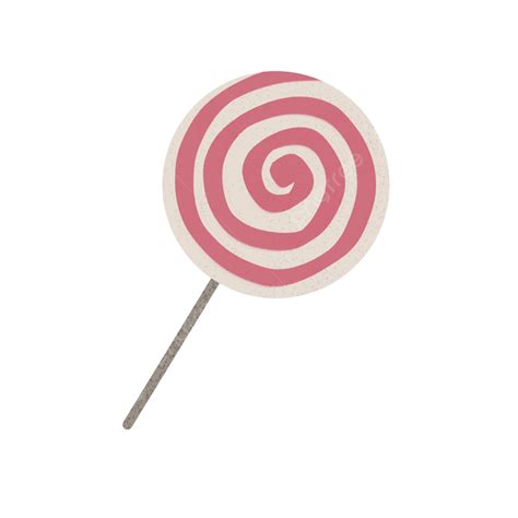 Hand Drawn Lollipop Candy White Pink Round Sweet Food Lollipop