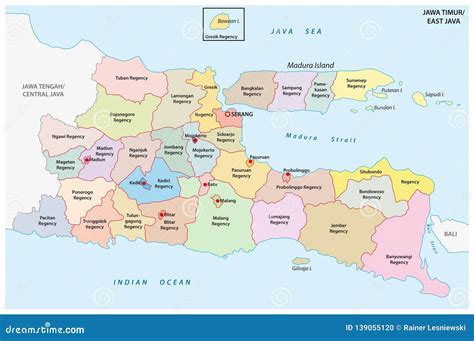 Jawa Timur Province Map Of Indonesia In Front Of A White Background