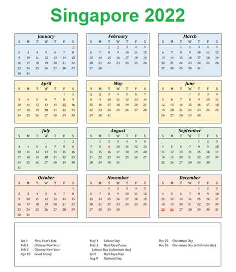 Singapore 2022 Printable Calendar Calendar Dream