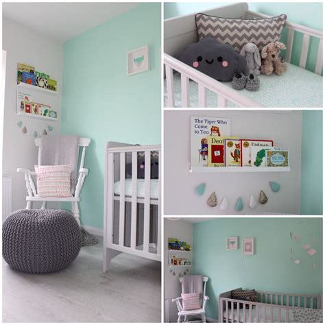 When it comes to nursery color schemes, green is one of our favorites. Our baby's room- a mint green and grey nursery | Grey baby ...