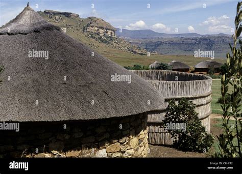 Basotho Cultural Village South Sotho Traditional Hut Qwa Qwa Stock