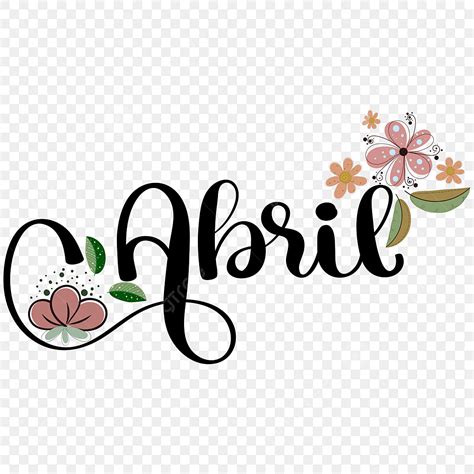 Gambar Hello April Bulan Teks Tulisan Tangan Dengan Bunga Dan Daun