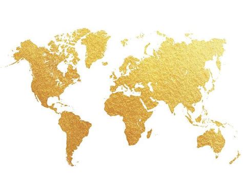 Gold World Map Map Print World Map Printable Printable Wall Etsy In