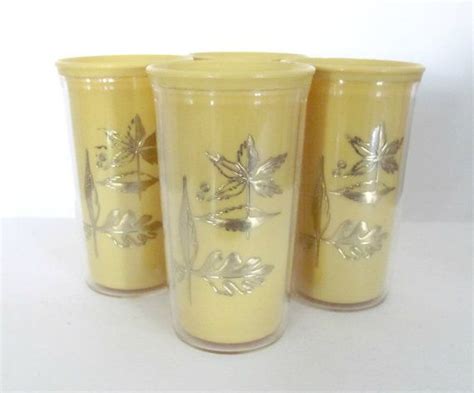 Vintage Tumblers 1960 S Yellow Gold Melmac Thermal Drink Etsy Gold Glasses Drinks Tumbler