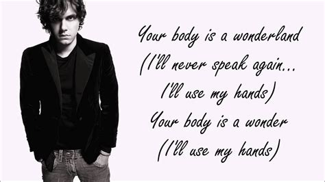 John Mayer Your Body Is A Wonderland Lyrics Youtube