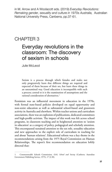 Pdf The Discovery Of Sexism In Schools Everyday Revolutions In The Classroom