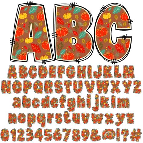 Fall Alphabet Doodle Png Autumn Alphabet Thanksgiving Alpha Etsy
