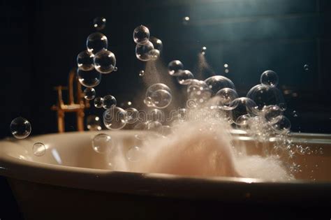 Close Up Of A Bubble Bath Overflowing With Bubbles And Steam Stock Image Image Of Steam