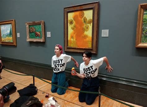 Climate Protesters Throw Tomato Soup On Van Goghs Sunflowers PBS