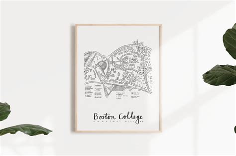 Boston College Chestnut Hill Campus Map Print Etsy