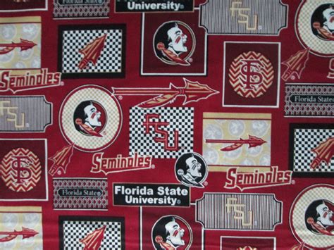 Florida State University Fsu Seminoles Blocks Logo Cotton Fabric Fq Ebay