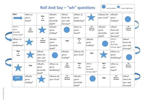 Roll And Say Wh Questions Boar English Esl Worksheets Pdf And Doc
