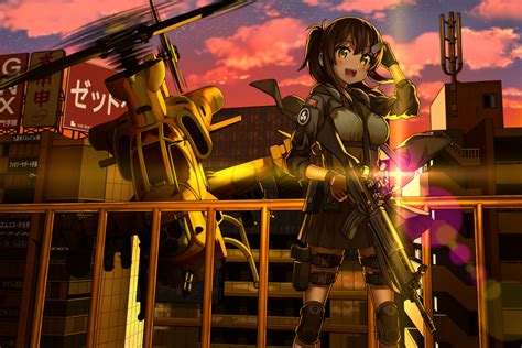 Wallpaper Anime Girl Soldier Military Uniform