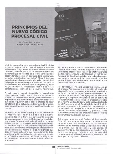 Análisis Jurídico Principios Del Nuevo Codigo Procesal Civil