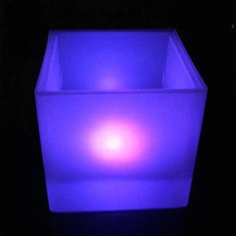 Square Blue Pmma Plexiglass Led Cube Acrylic Led Light Box With Logo