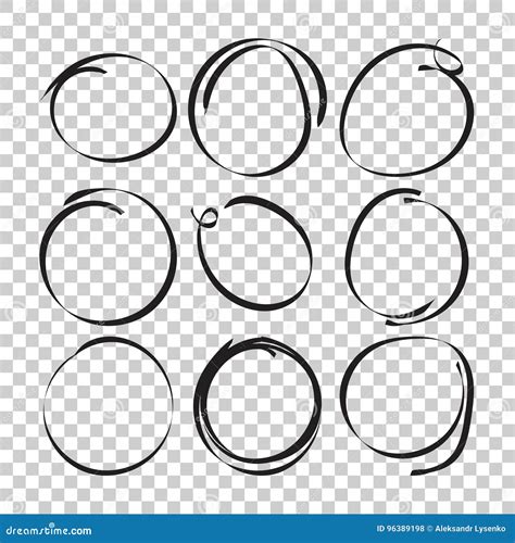 Set Of The Hand Drawn Scribble Circles Vector Element Illustration On
