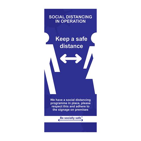 Social Distancing Keep A Safe Distance Pull Up Banner Blue 850mm X