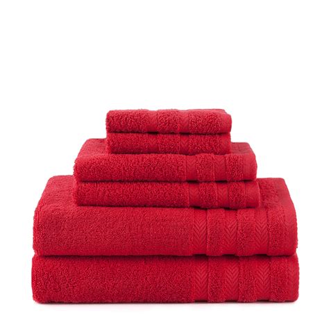 Egyptian Cotton With Dryfast 6 Piece Red Towel Set