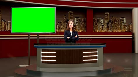 News 041 Tv Studio Set Virtual Green Screen Background Psd Datavideo