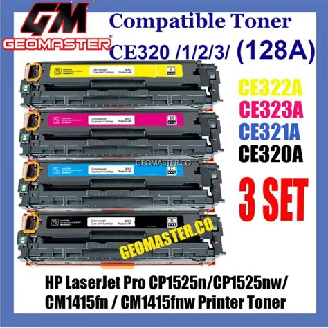 Hp color laserjet cp 1214 n. 3 Set Compatible Toner HP 128A / CE320A + CE321A + CE322A ...