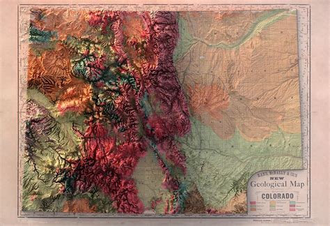 Colorado Geology Etsy Colorado Map Relief Map Geology