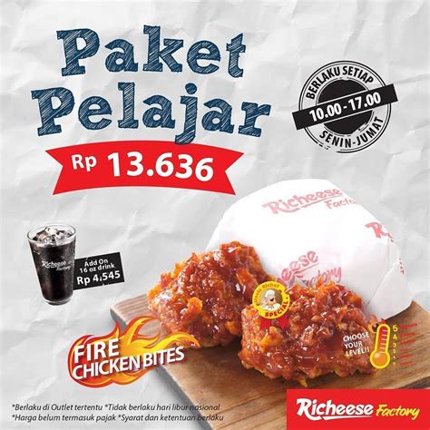 Promo Richeese Factory Terbaru Paket Pelajar Balik Lagi