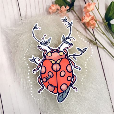 Ladybug Vinyl Waterproof Sticker Cute Aesthetic Bug Insect Etsy