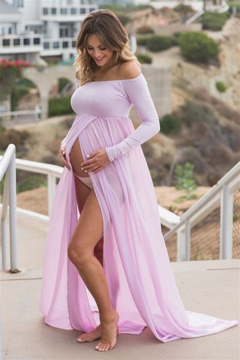 light lavender off shoulder open maternity photoshoot gown dress roupa ensaio gestante roupa