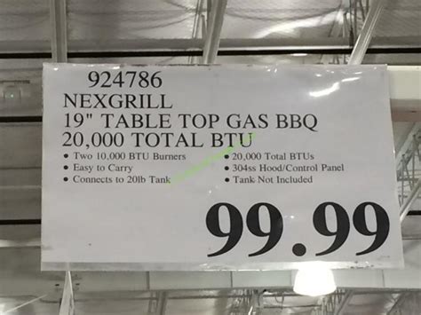 To test the hybrid fire, we grilled burgers, chicken, and steaks using propane, charcoal and wood, as well as whole chicken on the rotisserie using charcoal and the infrared burner. Nexgrill 19" Table Top Gas BBQ 20,000 Total BTU - CostcoChaser