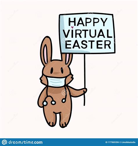 Corona Virus Happy Easter Bunny Social Media Banner Poster Quarantine