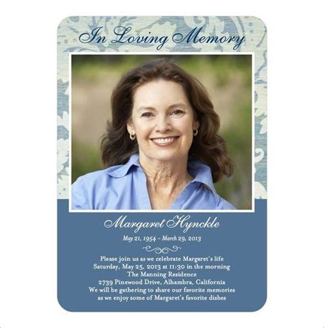 Free Printable Funeral Memorial Card Template