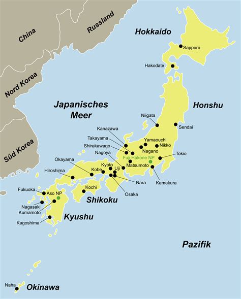 Sie gilt nicht nur in tokio sondern auch in osaka, kyoto oder nara. Japan Landkarte Mit Stadten - Top Sehenswürdigkeiten