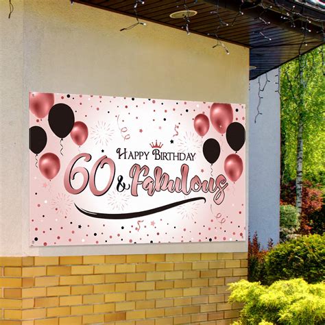 60th Rose Gold Birthday Party Decoration Extra Large Fabric Sign
