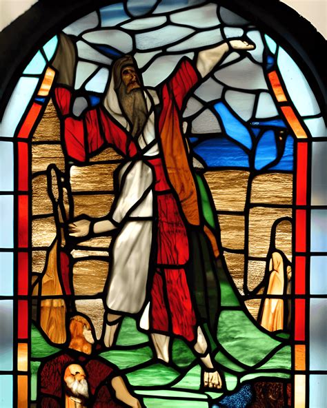 Stained Glass Moses Parting The Red Sea · Creative Fabrica