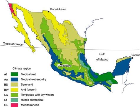 Mexico Climate Map Climate Map Mexico Central America Americas