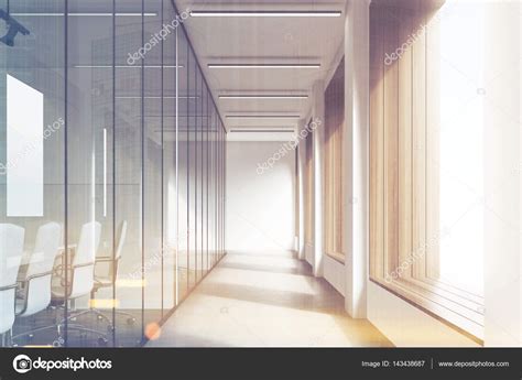 Apply to front desk manager, front office manager, operations intern and more! Front view of office corridor, glass, toned — Stock Photo ...