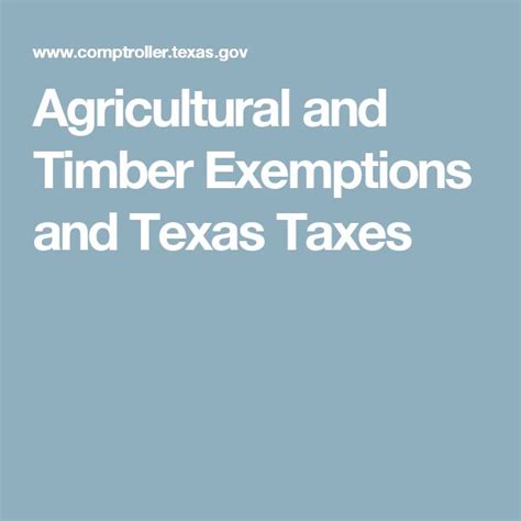 Agricultural And Timber Exemptions And Texas Taxes Timber Growing