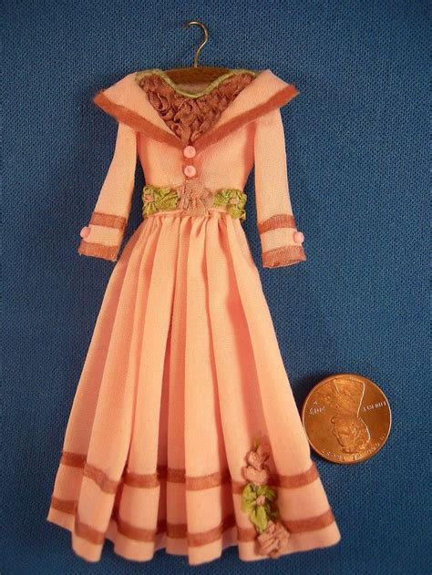 dollhouse miniature pink doll dress on hanger in 1 12 scale one of a kind ooak miniature dress